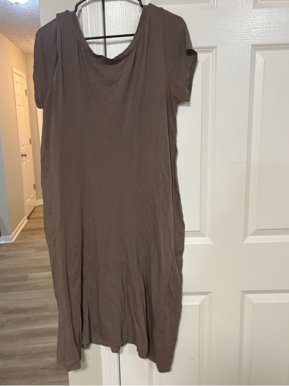 Eileen Fisher Organic Cotton Stretch Midi T-Shirt Dress Ballet Neck Size Medium - Picture 3 of 5